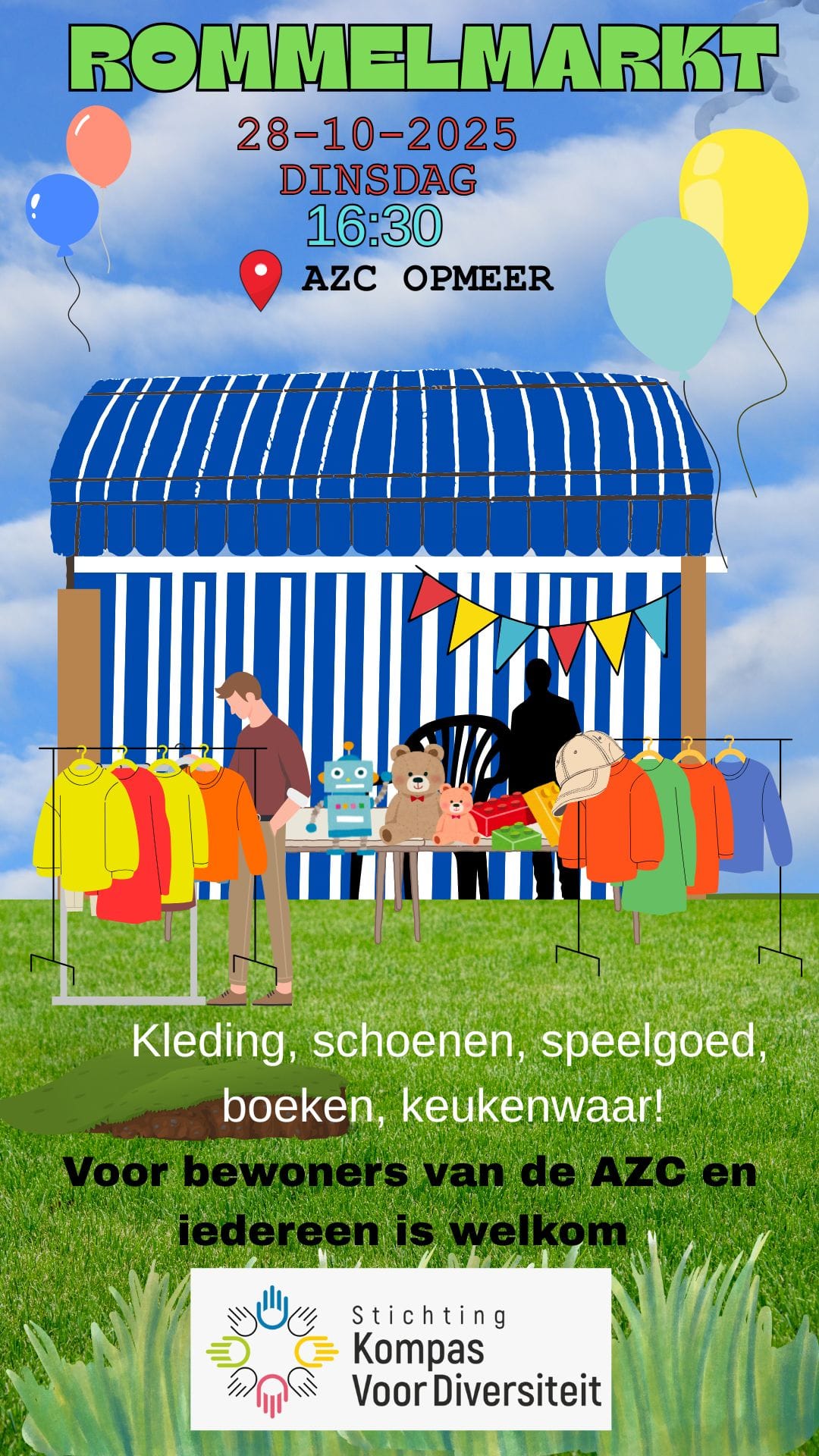 🌟 Rommelmarkt in AZC Opmeer – Samen delen, samen verbinden 🌟